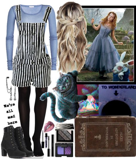 Modern Alice in Wonderland Alice In Wonderland Bounding Inspired Outfits, Modern Alice In Wonderland Costume, Casual Alice In Wonderland Outfits, Alice In Wonderland Aesthetic Outfit Modern, Alice In Wonderland Outfit Ideas Casual, Alice And Wonderland Outfits, Alice In Wonderland Outfit Ideas Modern, Wonderland Outfits Ideas, Alice Inspired Outfits