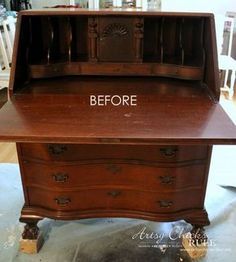 Painting A Secretary Desk, Refinished Antique Secretary Desk, Upcycled Secretary Desk, Refinished Antique Desk, Repurpose Secretary Desk, Antique Secretary Desk Makeover Ideas, Painted Antique Secretary Desk, Refinished Secretary Desk Ideas, Chalk Paint Desk Ideas