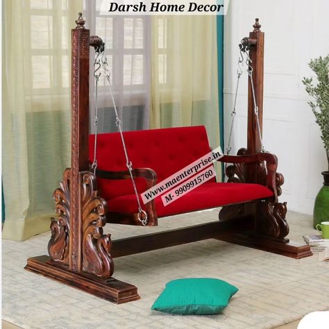 Premium quality Indoor wooden swing for living room of indian home in USA. call 9909015760 for more Jhula designs for home. This jhoola is made from superior quality african Teak wood and 3-layer melamine polish is done on it. We have wide range of wooden Zula in balcony design. Indian swing designs jhula delovery to usa. Zula for home. tradtional swing for living room Indian wooden jhula #woodenswing #indianswing #indoorswing #jhula #jhoola #zulainlivingroom #balcony #livingroomfurniture Zula In Balcony, Jhula Design, Swing In Living Room, Indoor Hanging Chair, Living Room Indian, Classic Furniture Design, Indoor Swing, Wooden Swing, Swing Design