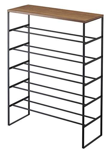 YAMAZAKI home Tower 6 Tier Wood Top Shoe Rack Black, - Walmart.com Shoe Rack Steel, Diy Shoe Rack Ideas, Shoe Rack For Small Spaces, Boot Organization, Diy Shoe Rack, Steel Shoes, Shoe Shelves, Bespoke Post, Plate Racks