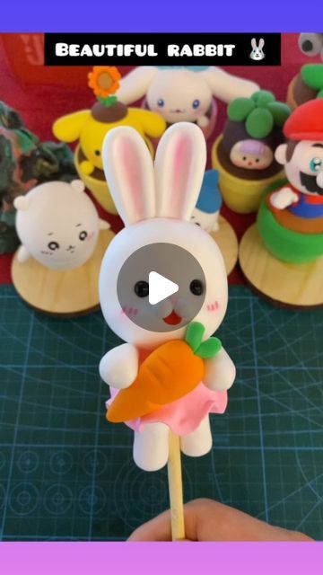 Clay Rabbit, Rabbit Art, Cute Clay, Clay Sculpture, Diy Clay, Creative Crafts, Clay Art, Clay Crafts, Cake