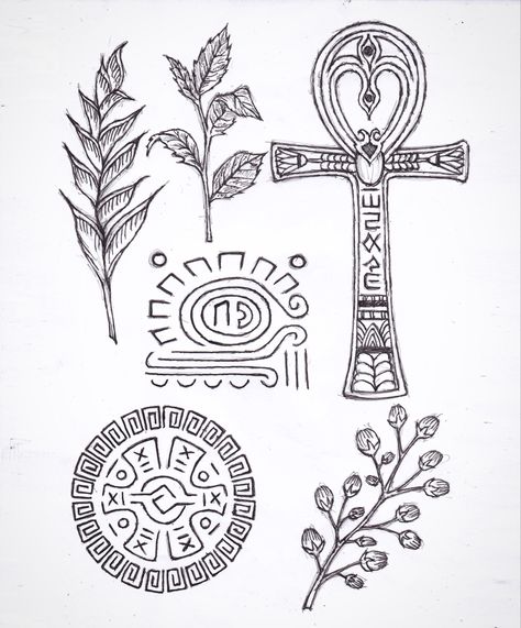 Plant drawing, Aztec symbols and intricate ankh design. .. #sketchbook #finelinersketch #leafsketch #ankh #aztecsymbols #symbolpatterns #illustration Ankh Illustration, Ankh Drawing, Ankh Art, Ankh Design, Ankh Tattoo, Aztec Symbols, Leaves Sketch, Drums Art, Bookmark Ideas