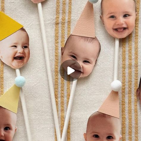 Picture Cupcake Toppers Diy, Picture Cupcake Toppers, Diy Birthday Party Hats, Diy Cupcake Toppers, Baby Cupcake Toppers, Cupcake Toppers Free, Personalised Cupcake Toppers, First Birthday Cupcakes, Birthday Cake Pictures