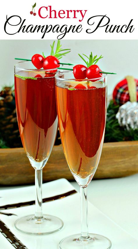 Make any occasion special with delicious Cherry Champagne Punch! Try this unique flavor combination of Cherry Liqueur and Rosemary! Cherry Champagne, Champagne Recipes Cocktails, Champagne Punch, Liqueur Drinks, Cherry Cocktail, Cherry Liqueur, Pop Fizz Clink, Oktoberfest Party, Champagne Cocktail