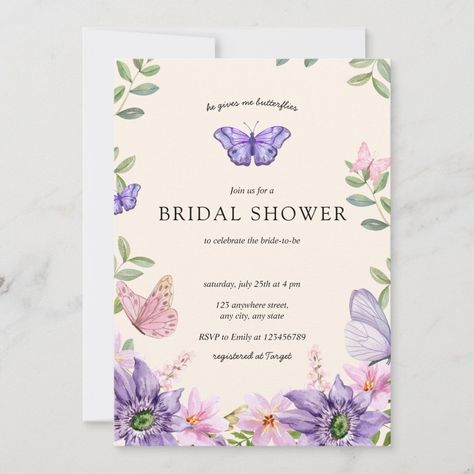 He gives me butterflies Wildflowers Bridal Shower Invitation | Zazzle He Gives Me Butterflies, Menu Spa, Butterflies Theme, Gives Me Butterflies, Garden Party Invitations, Birthday Kiss, Whimsical Butterfly, Garden Baby Showers, Give Me Butterflies