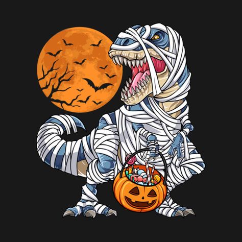 Pumpkin Dinosaur, Mummy Pumpkin, Halloween Dinosaur, Dinosaur Halloween, Mummy Halloween, T Rex Humor, Halloween Shirts For Boys, Dinosaur Wallpaper, Shirts For Boys