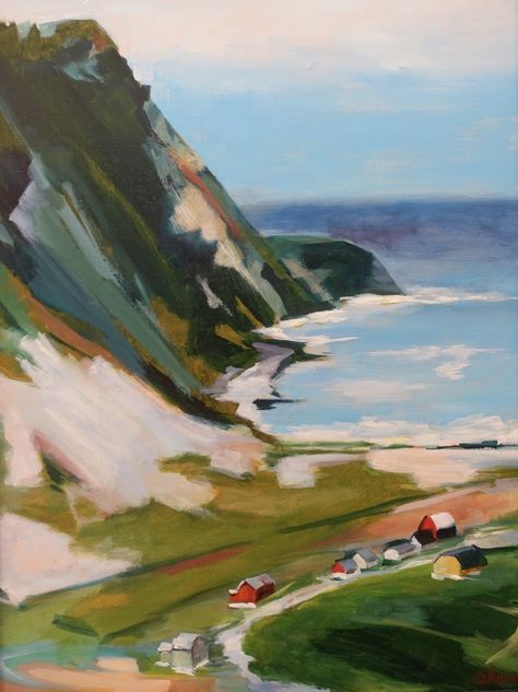 "Norway" painting by Maxine Shore Norwegian Landscape Painting, Paintings Of Iceland, Norway Landscape Painting, Fjord Painting, Landscape Entryway, Norway Illustration, Norway Painting, Denmark Landscape, Icelandic Nature