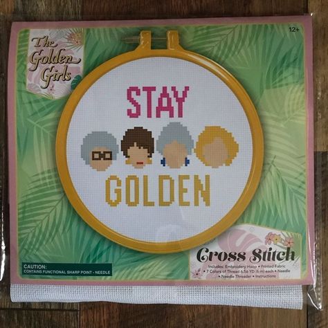 Innovative Design Cross Stitch Kit The Golden Girls Stay Golden Craft Kit New In Package Mill Hill Cross Stitch, The Golden Girls, Stay Golden, Floral Craft, Alpha Patterns, Disney Toys, Small Paintings, Golden Girls, Stitch Kit