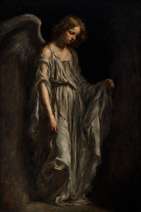 Paintings Dark, Pre Raphaelite Art, Rennaissance Art, Art Sacre, Angel Painting, Dark Art Illustrations, Aesthetic Painting, Catholic Art, Romantic Art