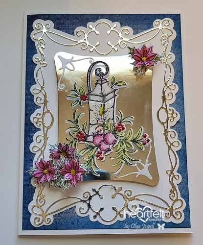 craftieodamae Olga Jewell: INSPIRATION WEDNESDAY WITH HEARTFELT CREATIONS Heartfelt Creations Flowers, Christmas Cards 2018, Christmas Lantern, Christmas Lanterns, Heartfelt Creations, Christmas Paper, Red Crystals, Crystal Drop, Frame Set