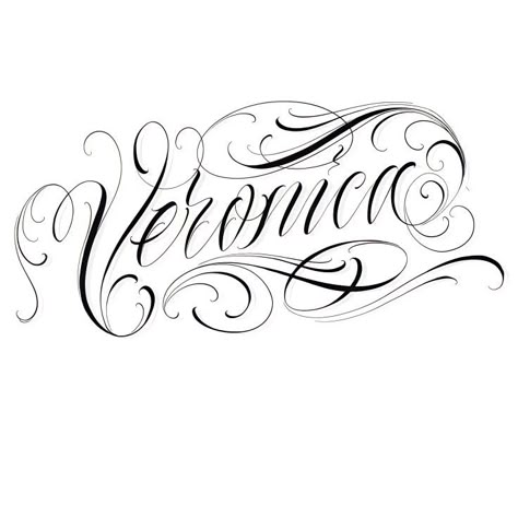 Veronica Tattoo Name, Tattoo Lettering Styles Names, Chicano Cursive Lettering, Veronica Tattoo, Alphabet Tattoo Fonts, Veronica Name, Chicano Script Lettering, Cursive Tattoo Letters, Lettering Name