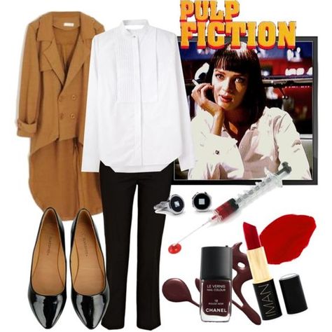 Pulp Fiction Halloween Costume, Mia Wallace Costume, Pulp Fiction Costume, Clothes Moodboard, Halloween Costumes For Brunettes, Vincent Vega, Iconic Halloween Costumes, Gender Bend, Up Halloween Costumes