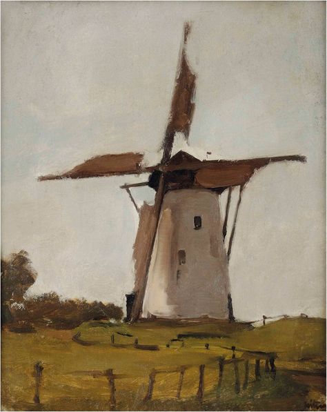 Willem Witsen (1860-1923), Witte molen, Wijk bij Duurstede The Windmill. Oil on canvas, 50 x 41.5 cm. Estimate €1,500-2,500. This lot is offered in The former Kamerbeek Collection on 12 June 2017 at Christie’s in Amsterdam Windmill Painting, Dutch Farmhouse, Windmill Art, Vintage Windmills, Countryside Art, Printable Painting, Dutch Windmills, Country Paintings, Etsy Printable Art