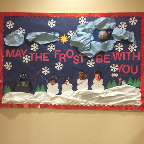 Star Wars winter Star Wars Classroom, Tech Room, Christmas Bulletin Board, Christmas Bulletin, Room Decorations, Board Ideas, Bulletin Board, Bulletin Boards, Classroom Ideas