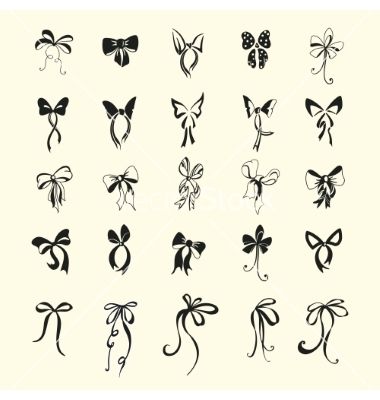 Set of bow vector by nmfotograf on VectorStock®                              … Small Bow Tattoos, Bow Finger Tattoos, School Doodle, Bow Tattoo Designs, Tattoo Finger, Bow Vector, Muster Tattoos, Bow Tattoo, Geniale Tattoos