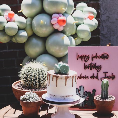 Cactus Theme Party Decoration, Cactus Graduation Party, Desert Birthday Party Theme, Plant Themed Birthday Party, Birthday Cake Cactus, Cactus Backyard, Cactus Party Theme, Plant Birthday Party, Cactus Party Ideas