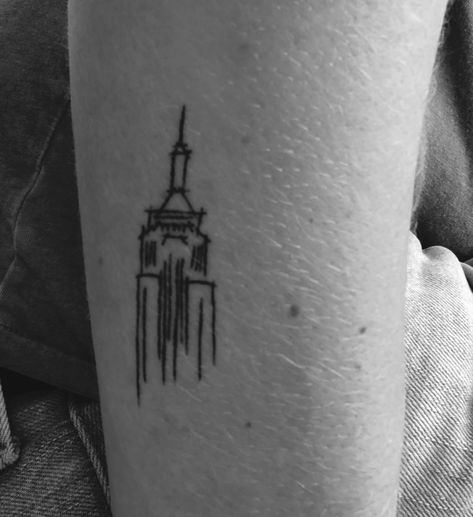 Subtle New York Tattoo, New York Inspired Tattoo, Nyc Tattoo Small, New York Tattoo Small, Tattoo Dog Outline, Nee York, Stick Poke, State Tattoos, Stick Poke Tattoo