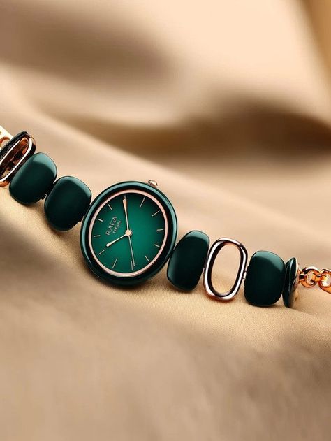 Add a stylish dimension to your look by wearing this women's analog watch from the Raga Ceramic collection by Titan. The green round dial is nestled in a 25.4 mm case. It vaunts plain three hands and a crown for time adjustment. The metal bracelet exudes a green hue that accentuates the look of the watch. Besides, it is completed with a jewellery clasp to ensure a secure fit on the wrist 2024vision Board, Titan Watch, Pretty Watches, Ceramic Collection, Watch For Women, Metal Bracelet, Jewelry Clasps, Three Hands, Analog Watch