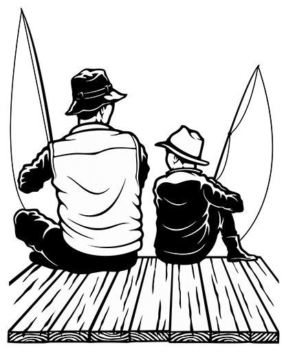 Father And Son Fishing Painting, Father Son Fishing Silhouette, Fisherman Silhouette Fishing, Fishing Drawings, Fisherman Drawing, Fishing Sketch, Baby Tattoo For Dads, Fisherman Tattoo, Fish Quilts