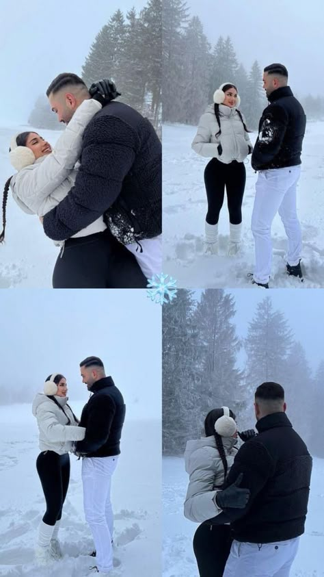 Winter Pictures Poses, Cute Couple Christmas Pictures, Couples Winter Outfits, Cute Christmas Couple Pictures, Nieve Aesthetic, Couples Christmas Pictures, Couple Christmas Pictures, Winter Couple Pictures, Snow Photoshoot