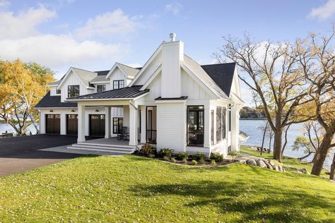 Black Lake Residence - Beach Style - Exterior - Minneapolis - by Alexander Design Group, Inc. | Houzz Floor Plan Ideas, Restoration House, Lake Houses Exterior, Lake Minnetonka, Gorgeous Farmhouse, Plans Architecture, Haus Am See, Lake House Plans, Industrial Farmhouse