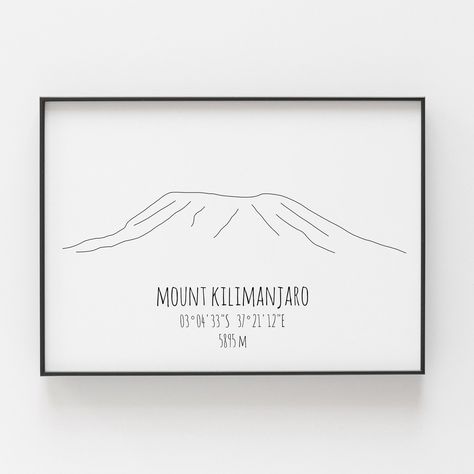 Mount Kilimanjaro Tattoo, Kilimanjaro Tattoo, Modern Line Art, Game Websites, Mount Kilimanjaro, Delicate Tattoo, Beautiful Tattoo, Line Art Print, Personalised Prints