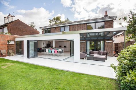 Contemporary Exterior Design, Bulthaup Kitchen, House Extension Plans, Basement Lighting, Aluminium Sliding Doors, 1920s House, Glass Extension, 1930s House, Contemporary Exterior