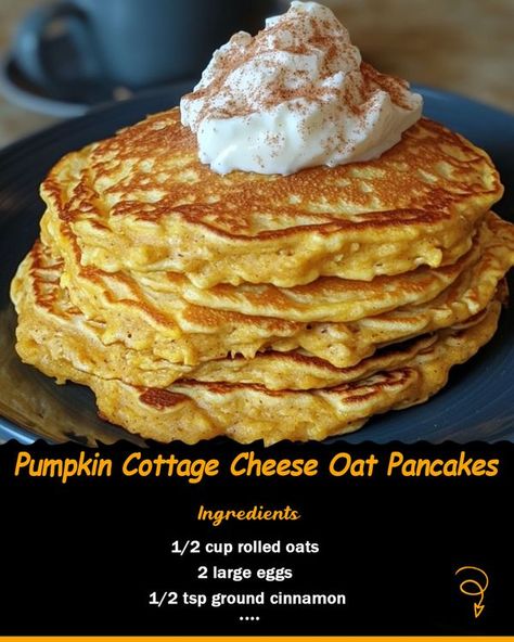 Pumpkin Cottage Cheese, Cottage Cheese Recipes Healthy, Pumpkin Cottage, Cottage Cheese Pancakes, Halloween Eve, Cottage Cheese Recipes, Cheese Pumpkin, Oat Pancakes, Pancakes Ingredients