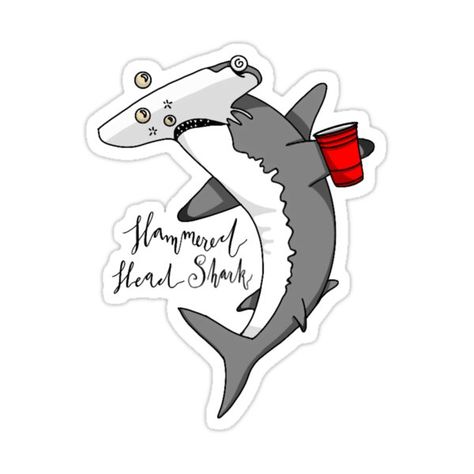 Decorate laptops, Hydro Flasks, cars and more with removable kiss-cut, vinyl decal stickers. Glossy, matte, and transparent options in various sizes. Super durable and water-resistant. This design features a funny little shark who's had too much to drink. It's a hammered hammer head. Lets Get Hammered Shark, Beerpong Table, Computer Stickers, Beer Pong Tables, Hammer Head, Computer Sticker, Hammerhead Shark, Art Kids, Drinking Beer