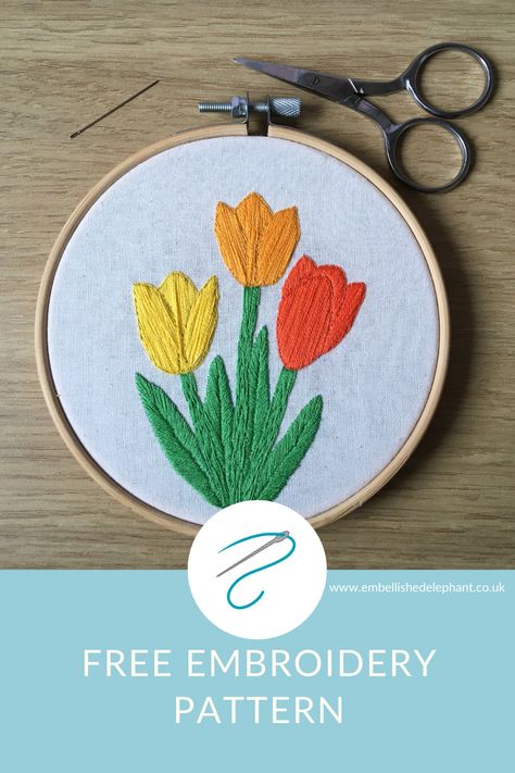 Tulip Embroidery Pattern, Tulip Embroidery, Makey Makey, Embroidery Shirts, Blackwork Cross Stitch, I Release, Tulip Pattern, Embroidery Template, Floral Embroidery Patterns