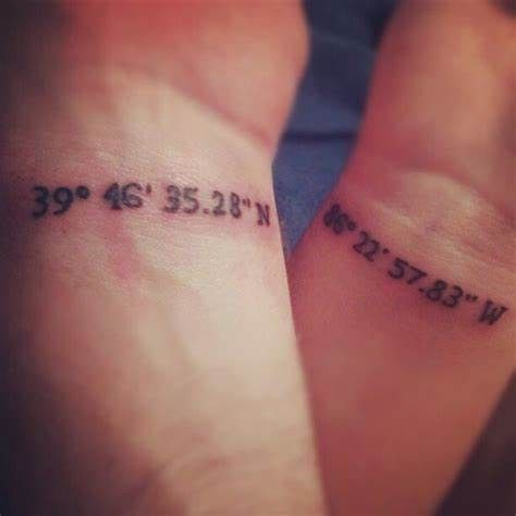 Longitude Tattoo, Latitude Longitude Tattoo, Couple Tattoo Quotes, Marriage Tattoos, Couple Tattoos Love, Small Couple Tattoos, Tattoos Infinity, Couple Tattoos Unique, Music Girl