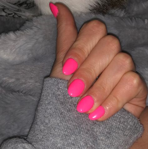 Almond Hot Pink Nails, Bright Pink Almond Nails, Pink Nail Inspo Short, Hot Pink Nails Short, Hot Pink Short Nails, Nail Inspo Short Square, Cute Hot Pink Nails, Hot Pink Almond Nails, Pink Nails Aesthetic