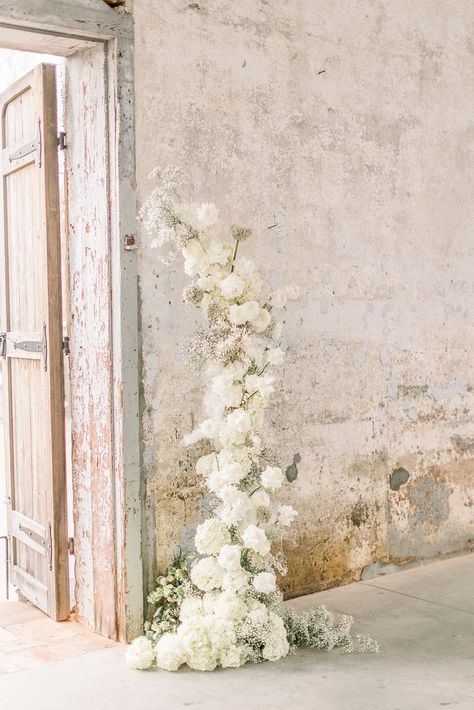 Foam Free Monochromatic All White Wedding Ceremony Floral Arch with hydrangeas, baby's breath, reflexed white Akito roses, ranunculus and allium All White Wedding Ceremony, Wedding Ceremony Floral Arch, Ceremony Floral Arch, White Hydrangea Wedding, Monochromatic Wedding, White Wedding Arch, Gypsophila Wedding, White Wedding Ceremony, Floral Archway