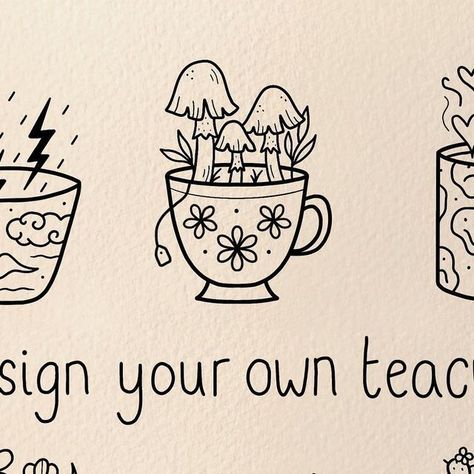 jade on Instagram: "✨☕️ design your own teacup! ☕️✨ it’s been a lil while since my last ‘build your own’ kinda flash, hope you love this one! these cute lil cups will need to be minimum 3” in size ♥️ just a reminder my books are currently closed and will be opening again on 1st october for 2024 appointments. i’ll be sharing lots of flash ready for then! 💫 all designs are repeatable and will be available at @lovemore.tattoo once my bookings open again 🥰 #tattooartist #brightontattooartist #t Tea Cup Drawing, Teacup Tattoo, 1st October, Tattoo Practice, Stick N Poke Tattoo, Poke Tattoo, Stick And Poke, My Books, Just A Reminder