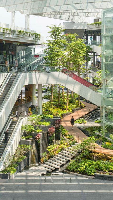 Seamless connection between landscape and architecture Mall Design, Landscape Architecture Design, Green Architecture, Sustainable Architecture, Futuristic Architecture, Urban Planning, Concept Architecture, Architecture Project, Urban Landscape