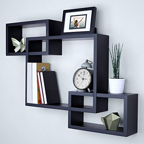 Ballucci Interweave Wall Shelves, 26" x 18", Black * You can find more details by visiting the image link. (This is an affiliate link) #FloatingShelves Black Wall Shelves, Regal Design, Wall Shelf Decor, Box Shelves, Wall Shelves Design, Cube Shelves, East Java, Mounted Shelves, Floating Wall Shelves