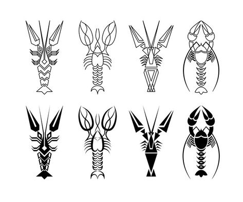 Lobster Tattoo, Lobster Design, Aqua Culture, Ocean Tattoos, Beach Icon, Editorial Illustration, Small Tattoos, Geometric Tattoo, Stock Images Free