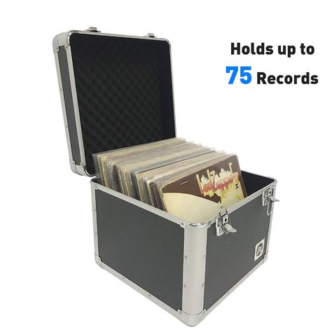 Vinyl Record Album Storage Case – This heavy-duty case is perfect for holding all our vintage albums in the Music Room! #musicroom #vinylrecords Album Storage Ideas, Vinyl Album Storage, Record Player Storage, Vinyl Record Crate, Record Album Storage, Best Vinyl Records, Record Crate, Wooden Storage Crates, Album Storage