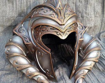 Elite LARP armor by ArthammerWorkshop on Etsy Helmet Fantasy, Helmet With Horns, Warrior Armor, Armadura Cosplay, Viking Armor, Helmet Armor, Warrior Helmet, Armor Clothing, Larp Armor