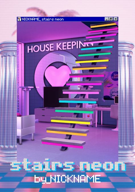 stairs neon | give me a nickname on Patreon Give Me A Nickname, Sims 4 Furniture, Los Sims 4 Mods, Cc Packs, Furniture Cc, The Sims 4 Cabelos, Muebles Sims 4 Cc, Sims Packs, Sims 4 Anime