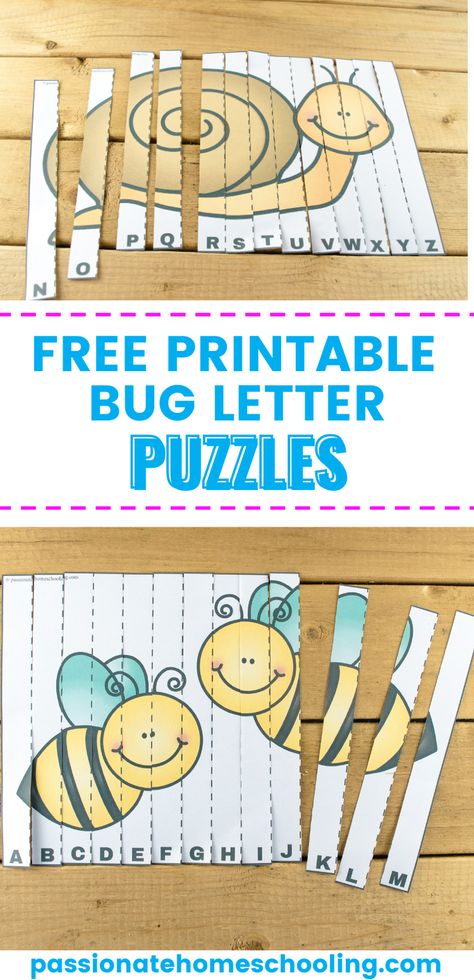 Free Printable Bug Letter Puzzles: These alphabet bug puzzles are so cute! My daughter loves to practice her letters with these fun activities. A perfect way to have fun practicing early literacy skills with hands on activities. Letter Puzzles Free Printable, Alphabet Puzzles Free Printable, Preschool Letters Printables, Spring Kindergarten Activities, Spring Kindergarten, Alphabet Puzzles, Phonics Sounds, Kindergarten Readiness, Printable Puzzles