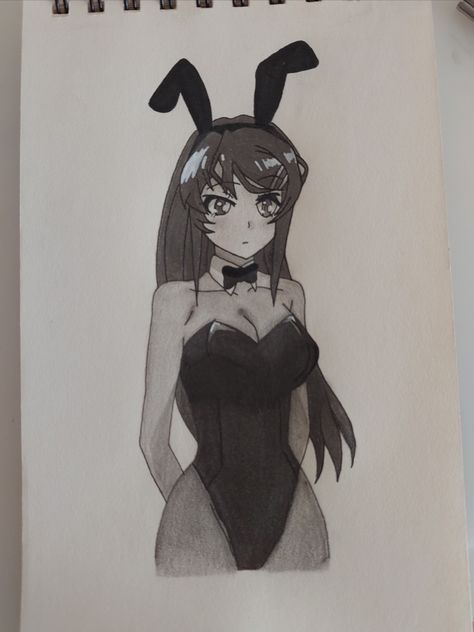 Bunny Costume Drawing, Bunny Girl Drawing, Natalie Nightwolf, Costume Drawing, Mai San, Bunny Girl Senpai, Bunny Drawing, Pen And Pencil, Bunny Suit