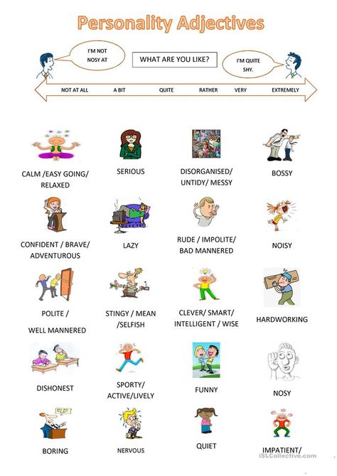 Personality Adjectives (First Day Activity) - English ESL Worksheets for distance learning and physical classrooms Personality Adjectives, Adjectives Activities, Mood Words, English Adjectives, Adjective Worksheet, Describing Words, English Language Course, Writing Fiction, Esl Lesson Plans