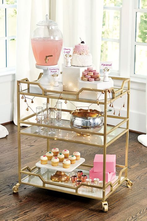 Holiday Catalog 2016: Home for the Holidays Holiday Bar Cart, Holiday Bar, Gold Bar Cart, Outside Bars, Tea Cart, Bar Cart Styling, Drinks Trolley, Serving Cart, Bar Cart Decor