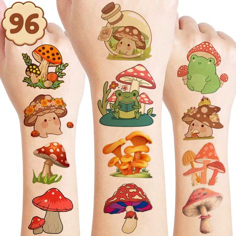 8 Sheet (96Pcs) Mushroom Temporary Tattoos Sticker for Kids, Mushroom Birthday Party Decorations Supplies Favors Super Cute Face Tattoos Sticker Gifts Ideas for Boys Girls Baby Shower Prizes Rewards Mushroom Birthday Party, Small Garden Party Ideas, Mushroom Decorations, Mushroom Birthday, Mushroom Party, Mushroom Theme, Shower Prizes, Boy Party Favors, Mushroom Tattoos