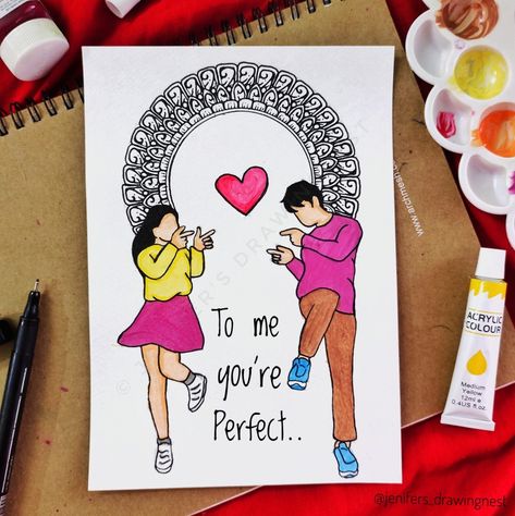 Valentine's day special mandala art Illustration Art With Mandala, Simple Drawings Easy Sketch, Valentine Special Ideas, Mandala Love Drawing, Cute Couple Drawings Mandala, Painting With Mandala Art, Cute Love Art Couples, Book Mandala Art, Valentines Day Mandala Art