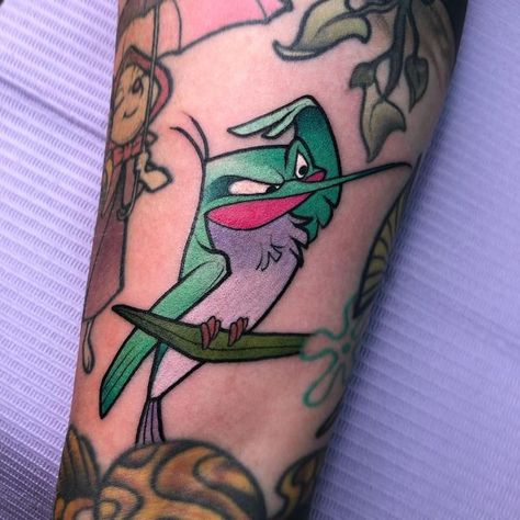 Ferngully Tattoo, 90s Cartoon Tattoos, Happy Tattoos, Aurora Tattoo, Mushroom Cartoon, Happiness Tattoo, Uv Tattoo, Wonderland Tattoo, Cartoon Character Tattoos