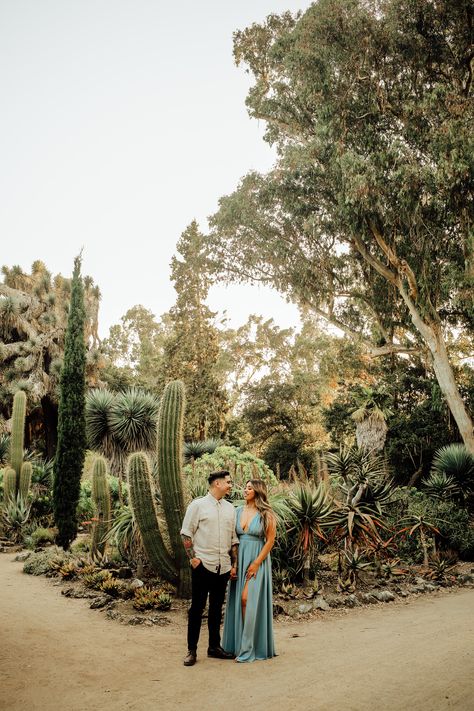 Beautiful engagement session at Arizona Cactus in Stanford University. Rocio Rivera Photography Arizona Cactus Garden Stanford, Cactus Garden Photoshoot, Cactus Photoshoot, Arizona Cactus, Arizona Gardening, Engagement Photography Poses, Garden Park, Wedding Dress Pictures, Grad Pics