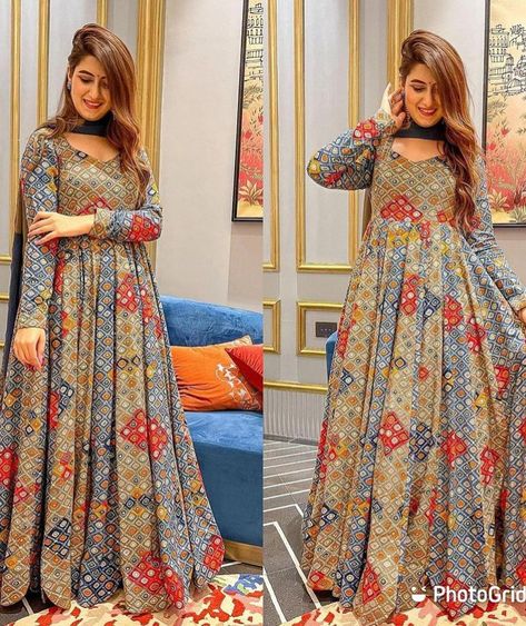 Western Dresses For Women One Piece, Kapda Design, Fashion Indian Dresses, Dresses Anarkali, Long Sleeves Dresses, Anarkali Churidar, Dresses With Long Sleeves, Dresses Long Sleeves, Pakistani Women