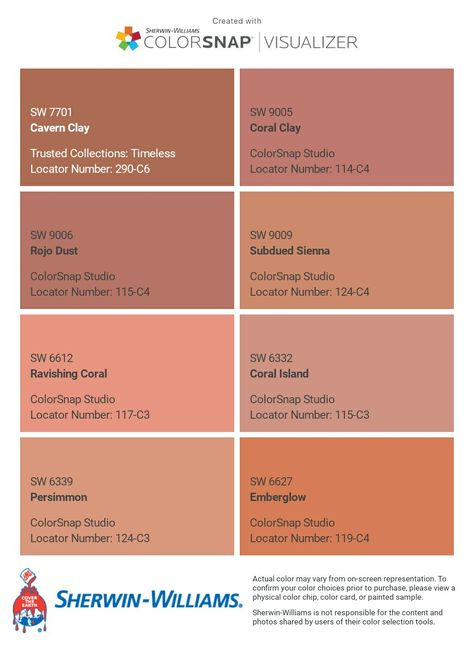 Sw Coral Clay, Light Red Paint Colors, Terracota Paint Colors, Terracota Painting Ideas, Terracotta Door Color, Terra Cotta Exterior House Color, Terra Cotta Accent Wall, Light Terracotta Walls, Terracotta Paint Color